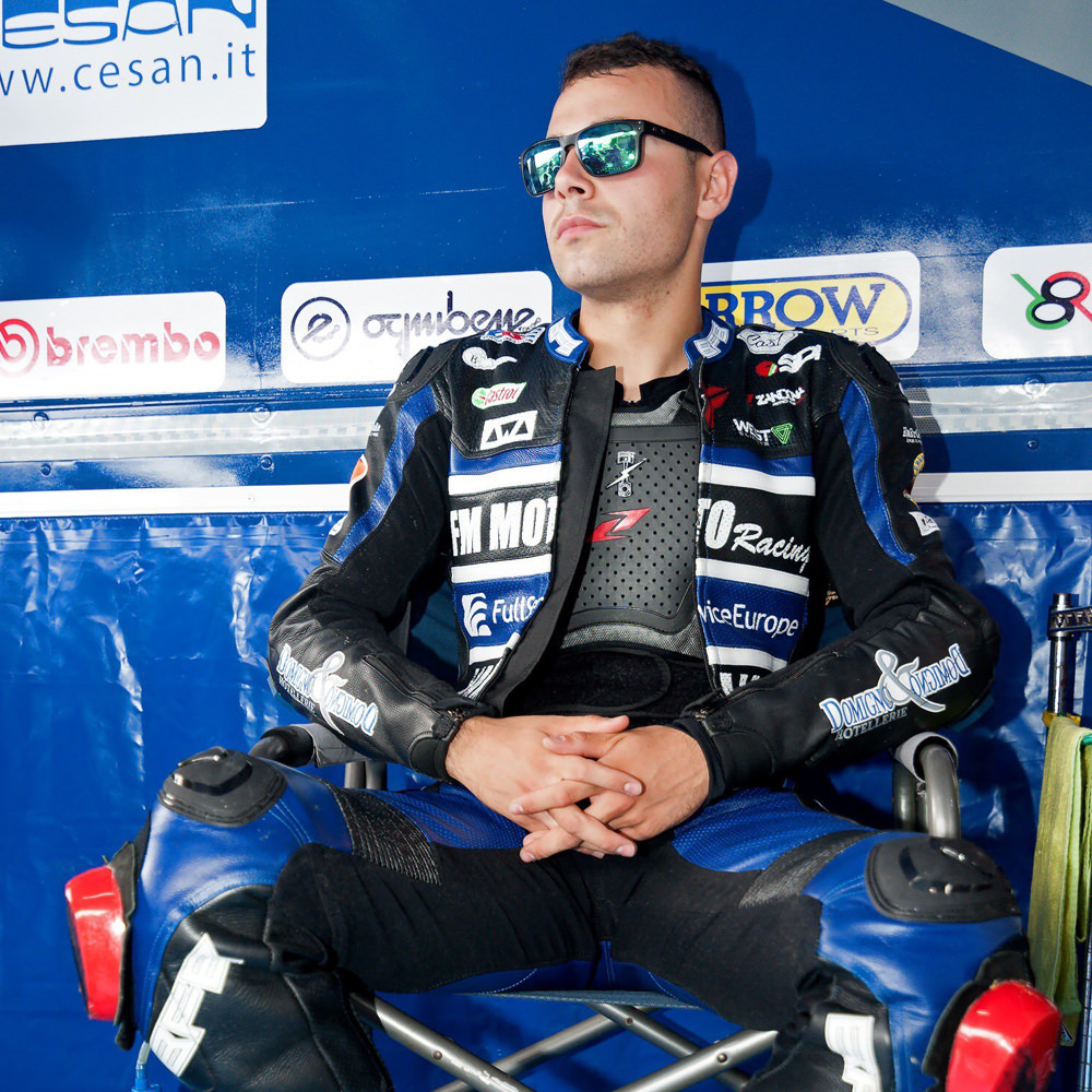 Stefano Fugardi wears chest and back protector Zandonà Shark Armour GT